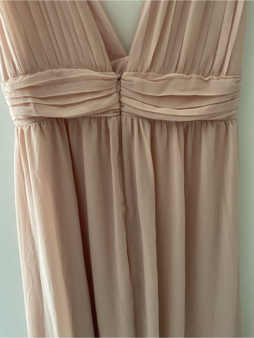 Lulus Heavenly Hues Blush Pink Chiffon V-Neck Maxi Dress NWT Large - Picture 8 of 14